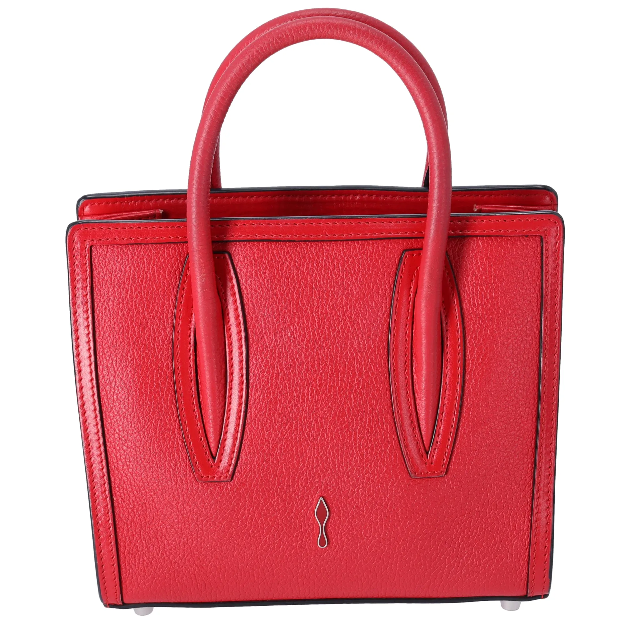 Christian Louboutin Paloma Small Tote Shoulder Handbag Studded Red