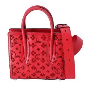 Christian Louboutin Paloma Small Tote Shoulder Handbag Studded Red