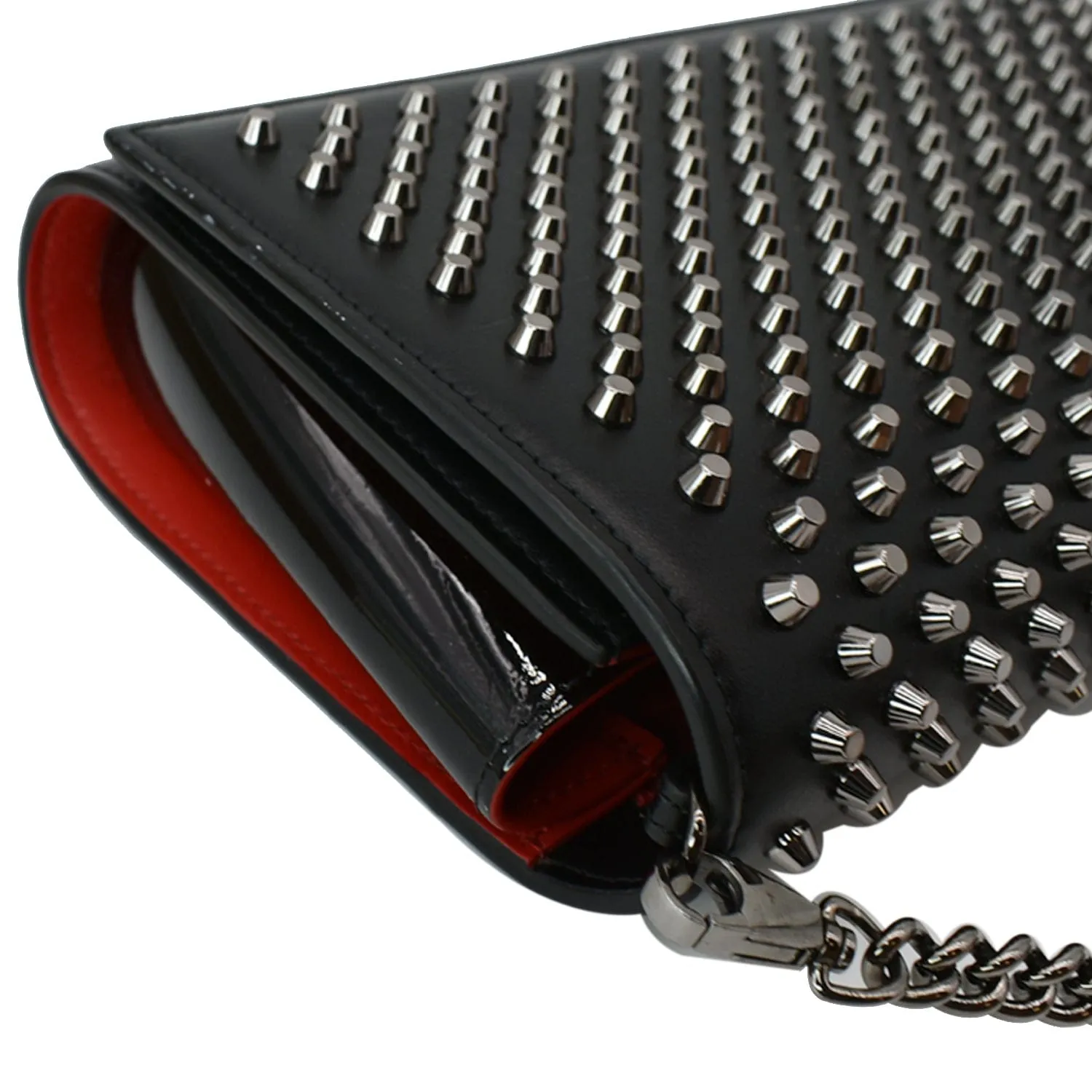 CHRISTIAN LOUBOUTIN Paloma Studded Leather Chain Clutch Bag Black