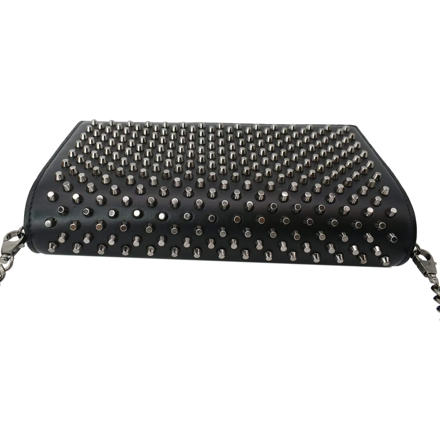 CHRISTIAN LOUBOUTIN Paloma Studded Leather Chain Clutch Bag Black