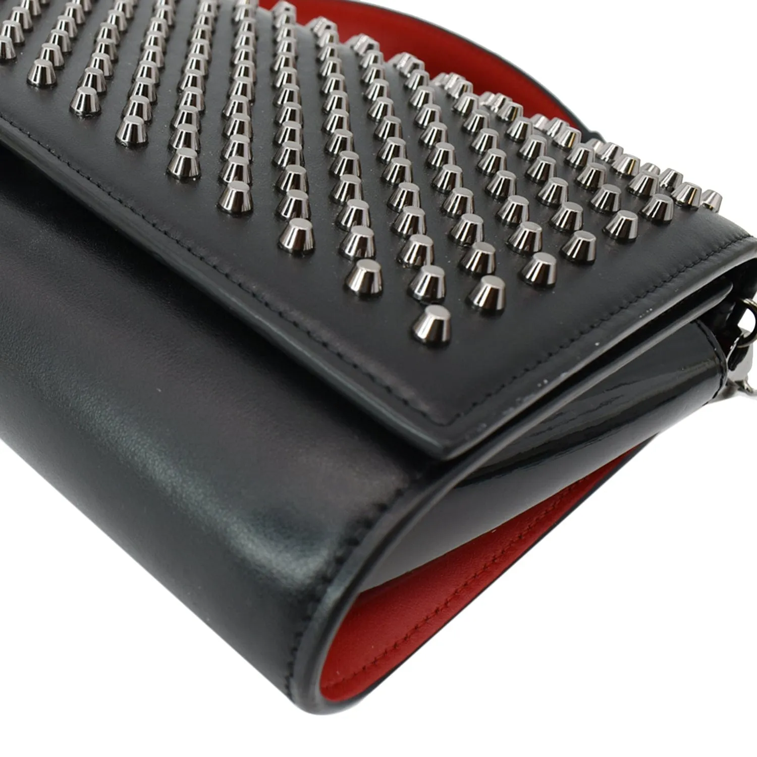 CHRISTIAN LOUBOUTIN Paloma Studded Leather Chain Clutch Bag Black