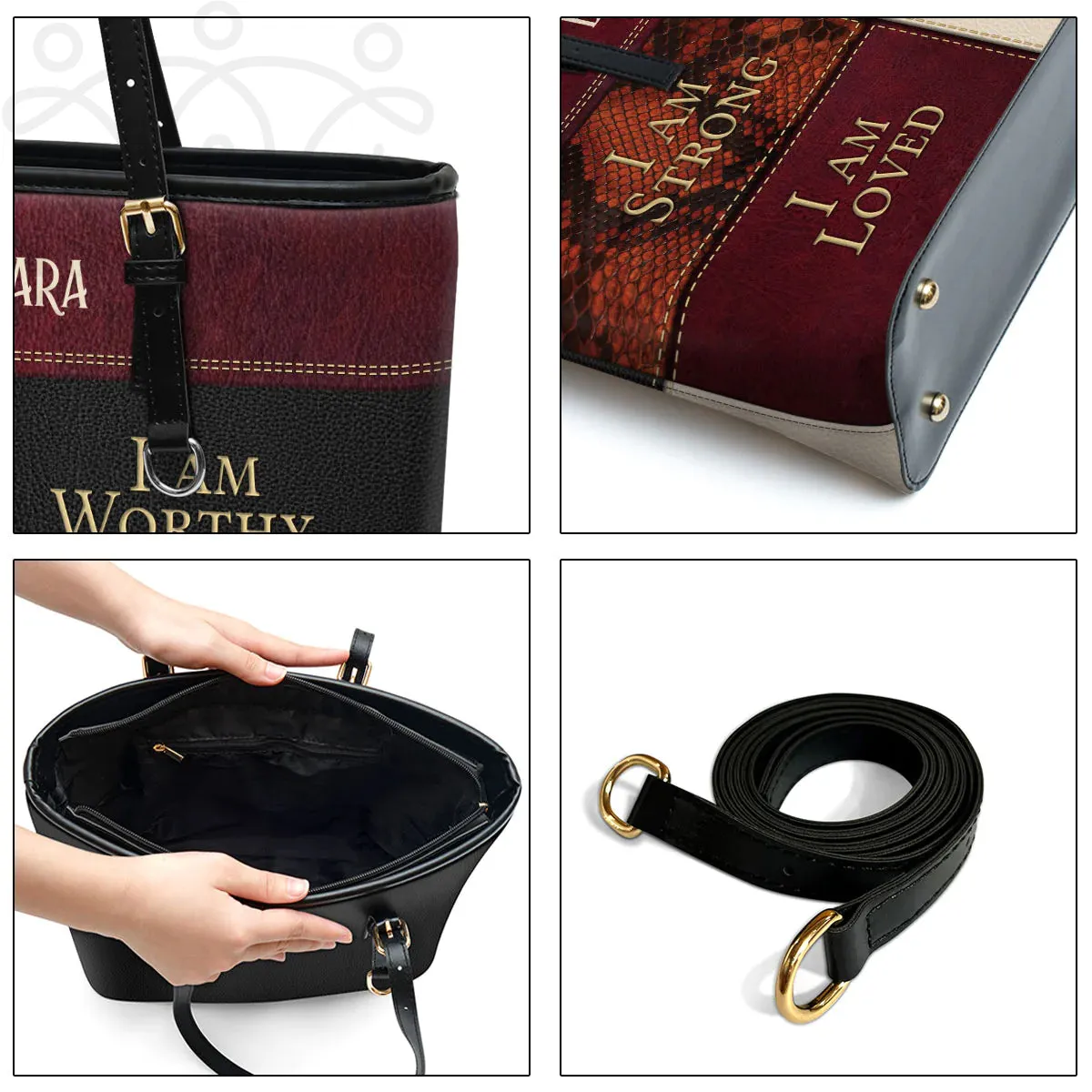 Christianart Handbag, Personalized Hand Bag, I Am Strong I Am Worthy I Am Loved I Am Enough, Personalized Gifts, Gifts for Women.