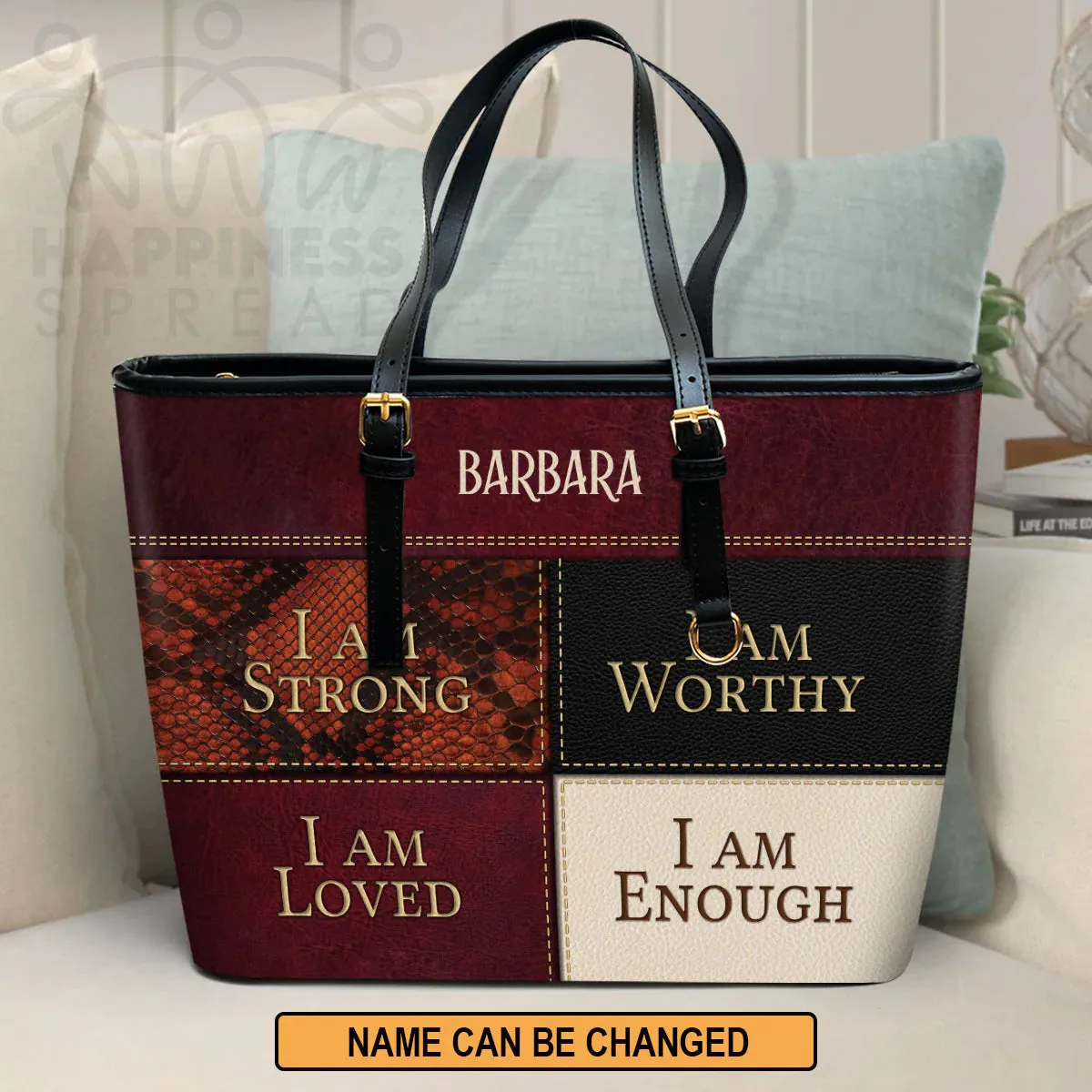 Christianart Handbag, Personalized Hand Bag, I Am Strong I Am Worthy I Am Loved I Am Enough, Personalized Gifts, Gifts for Women.