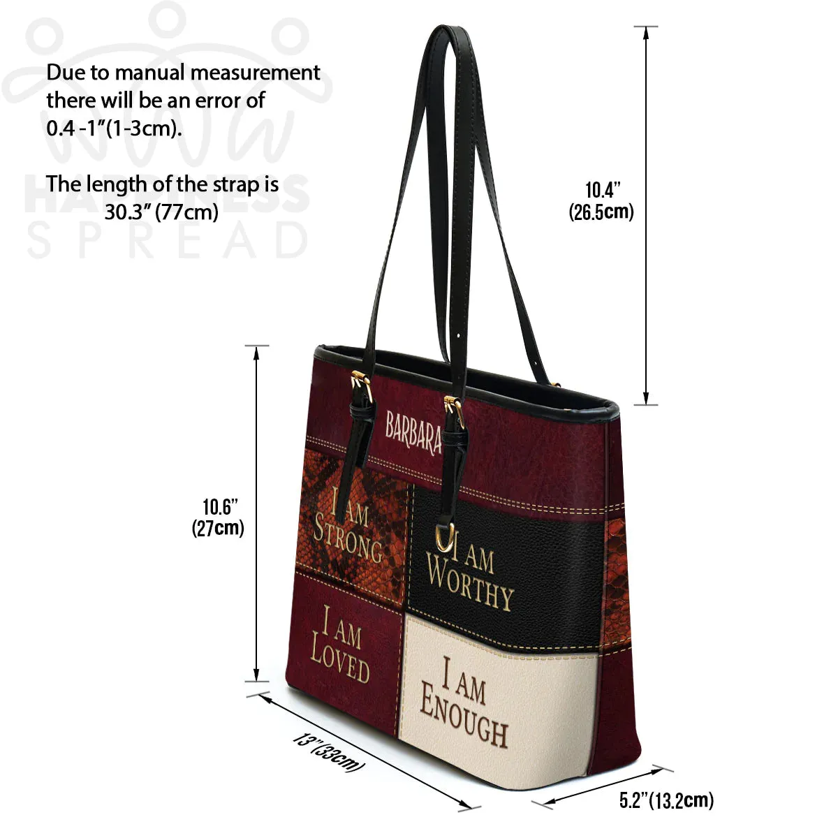 Christianart Handbag, Personalized Hand Bag, I Am Strong I Am Worthy I Am Loved I Am Enough, Personalized Gifts, Gifts for Women.