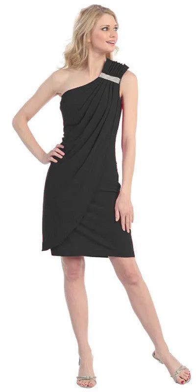 CLEARANCE - Eureka 1901 Knee Length Side Draped Red Short Cocktail Dress (Size 2XL)