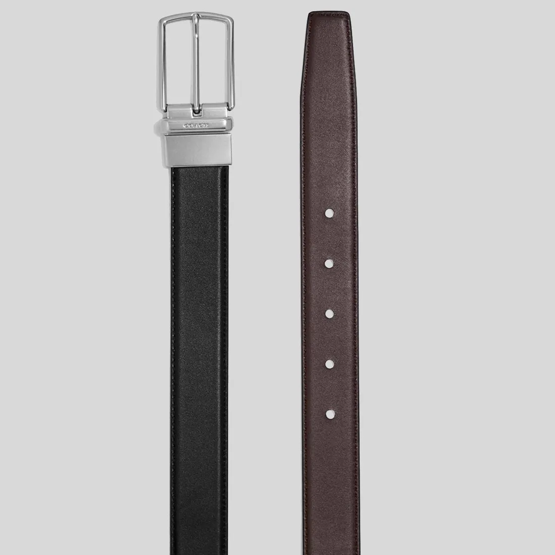COACH Harness Buckle Cut To Size Reversible Belt, 32 Mm Black Dark Brown RS-CQ020