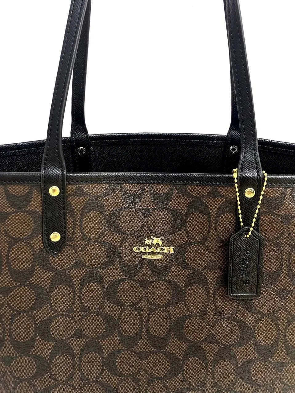 Coach Reversible City Tote Handbag In Black