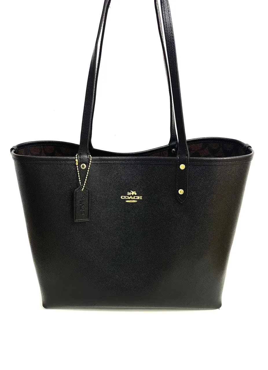 Coach Reversible City Tote Handbag In Black