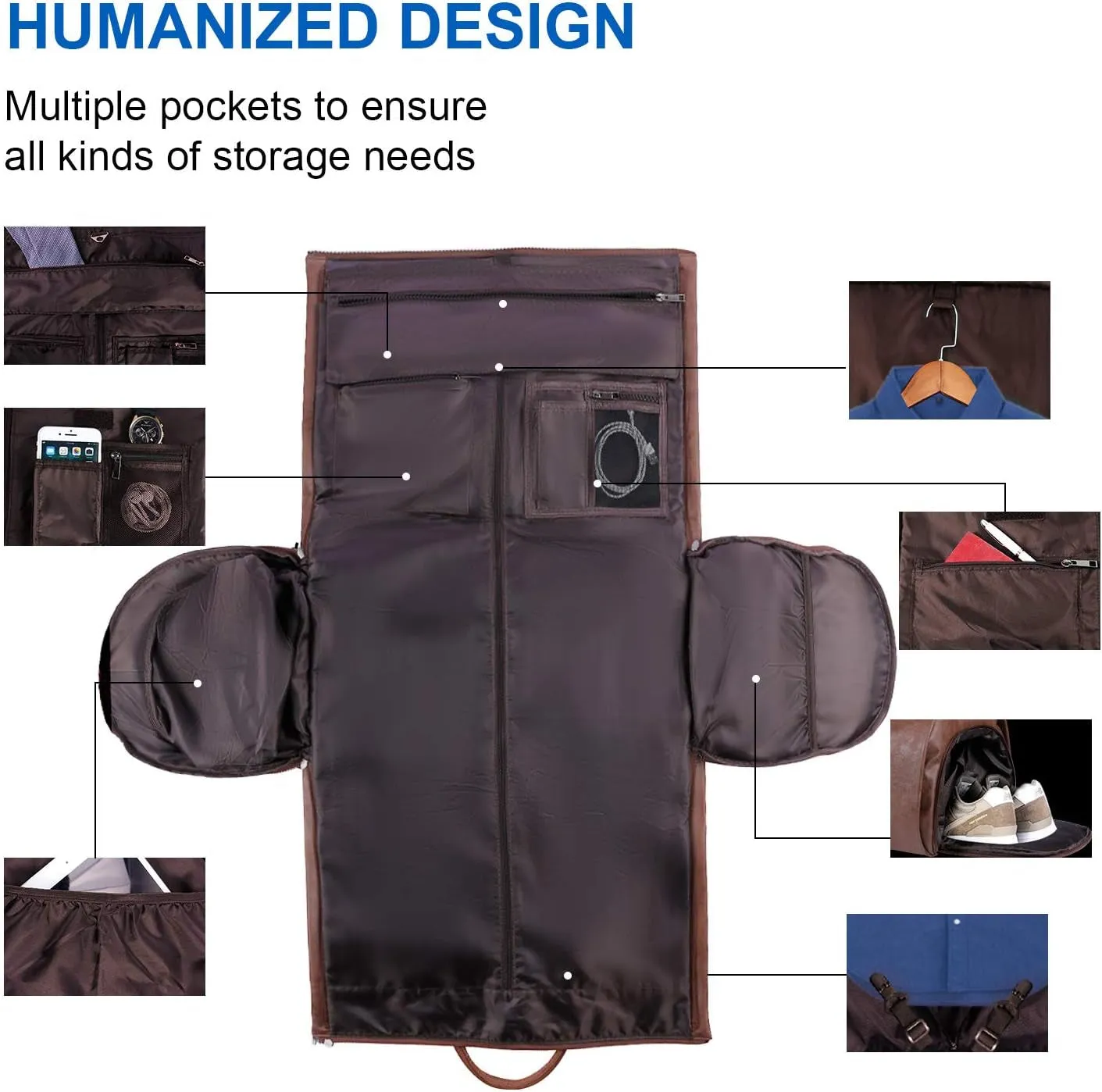 Convertible Business Travel Garment Bag Hanging Suit Bag for Men Women