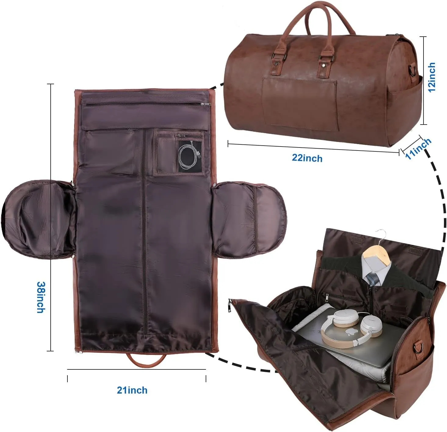 Convertible Business Travel Garment Bag Hanging Suit Bag for Men Women