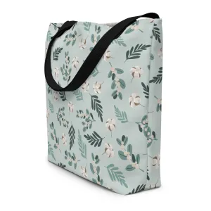 Cozy Christmas Floral Large Tote Bag