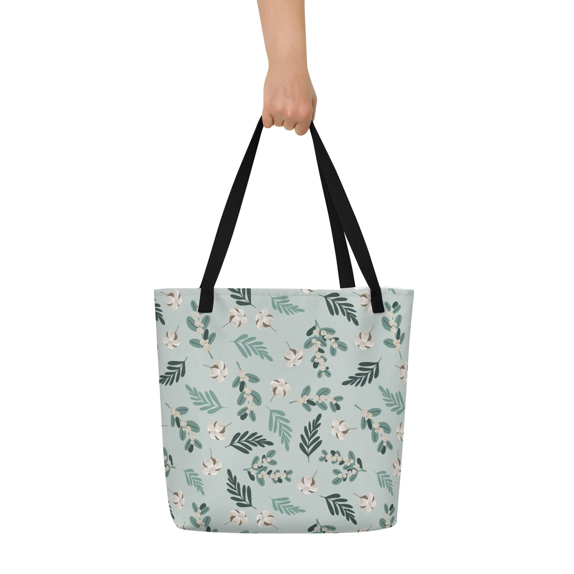 Cozy Christmas Floral Large Tote Bag