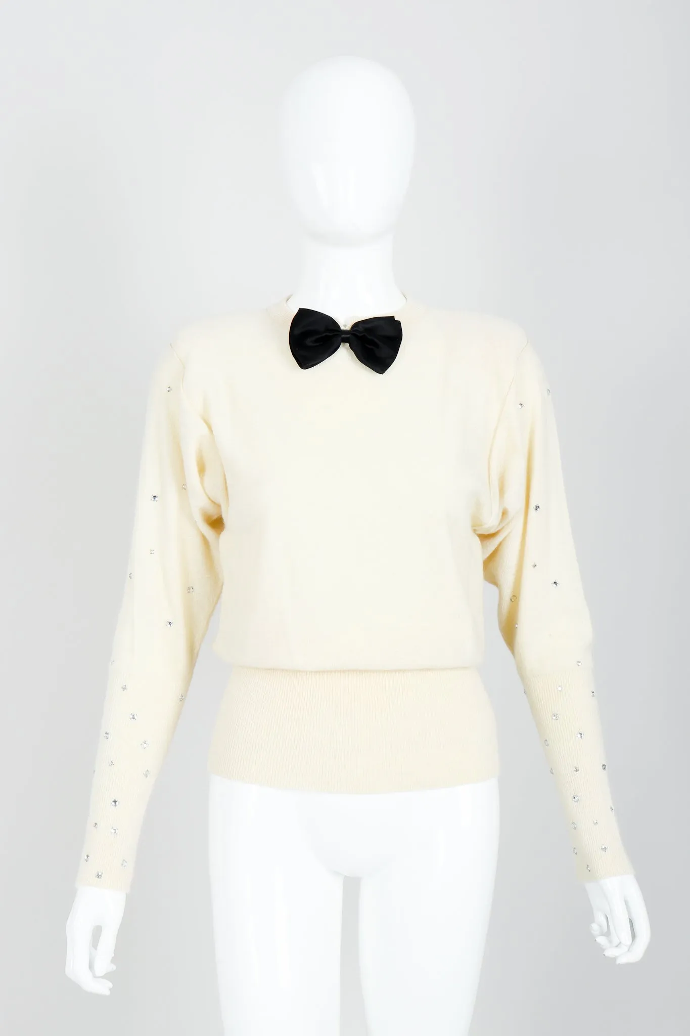 Cream Knit Bow Tie Sweater