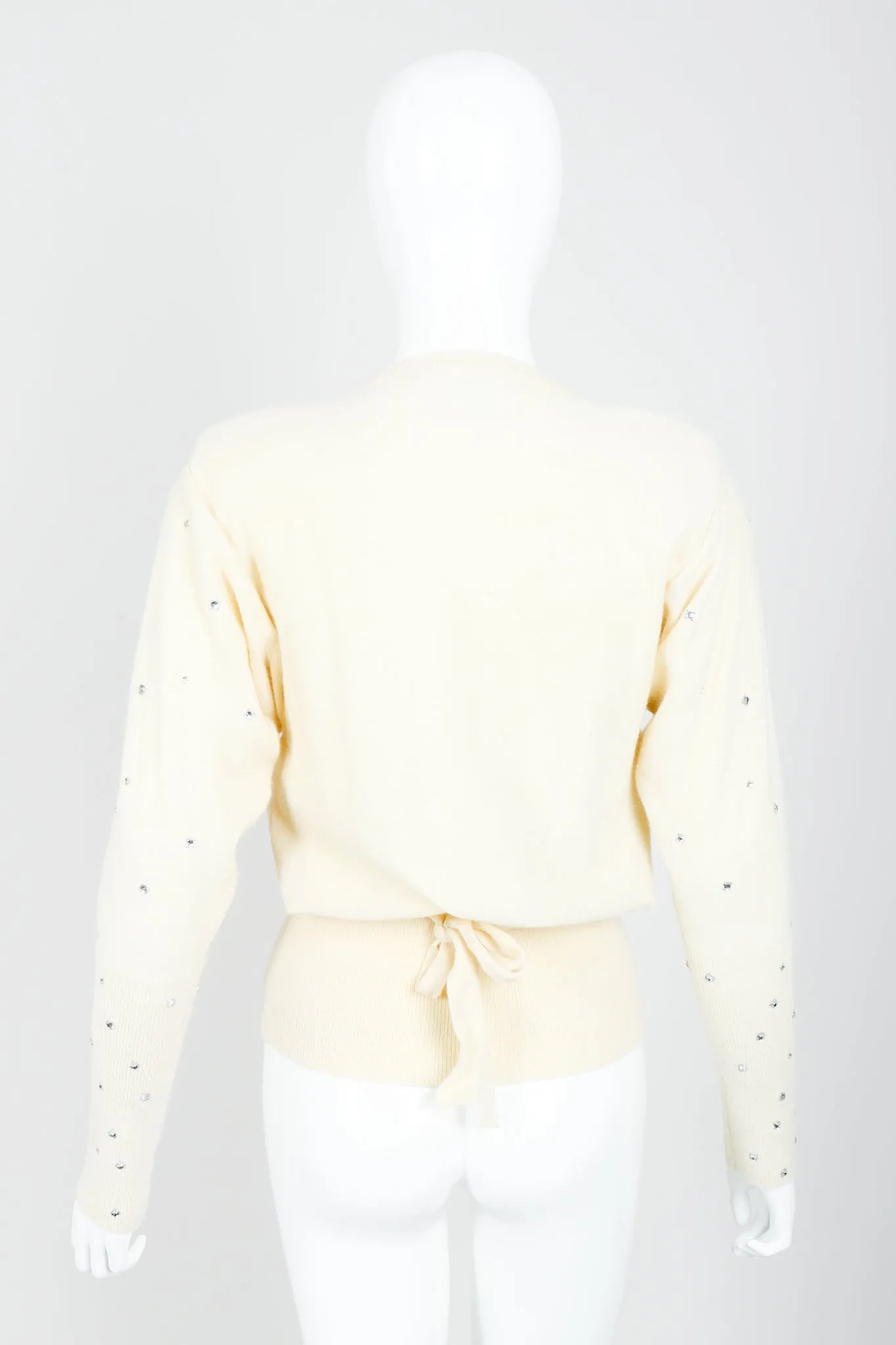 Cream Knit Bow Tie Sweater