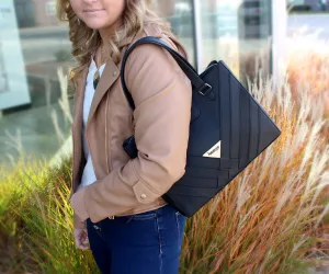 Criss-Cross Genuine Leather Matte Black Satchel