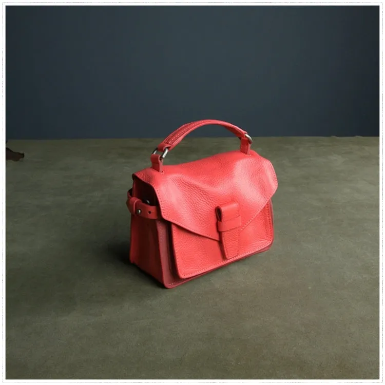 Cute Pink Red Leather Womens Satchel Handbag Satchel Shoulder Bag Mini Satchel Bag for Women
