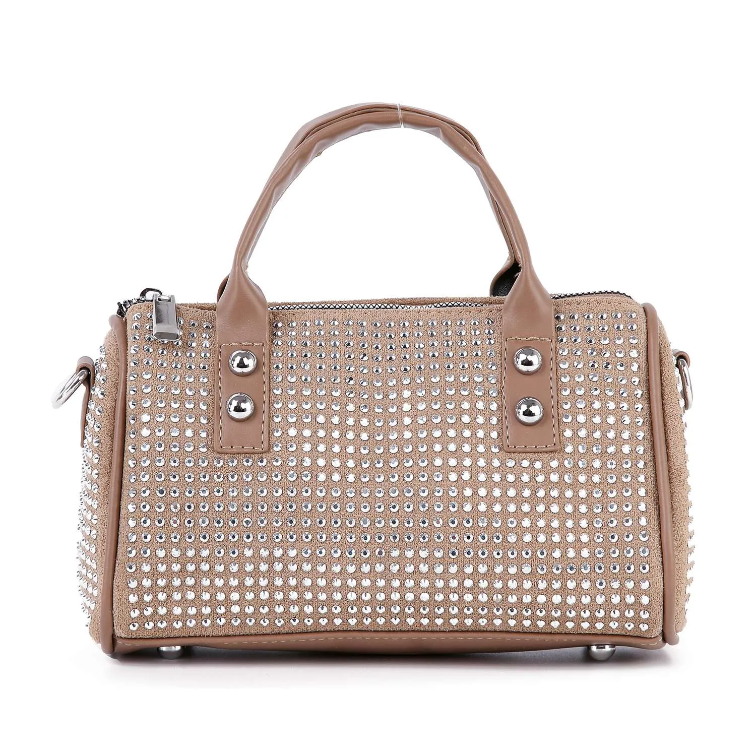 Dazzling Rhinestone Petite Satchel Handbag: Black
