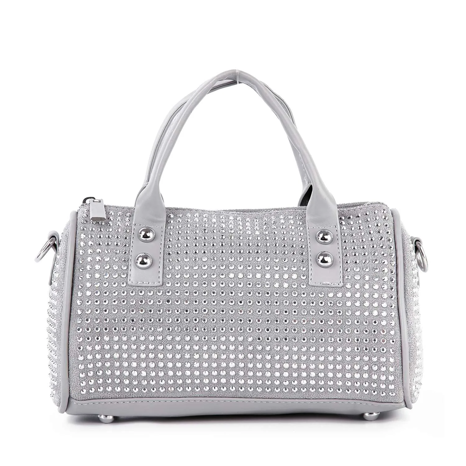 Dazzling Rhinestone Petite Satchel Handbag: Black