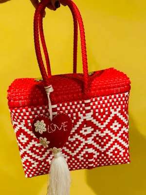 De Mi Corazón Tote Red & White
