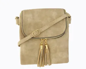Desi Vegan Suede Sand Crossbody Handbag