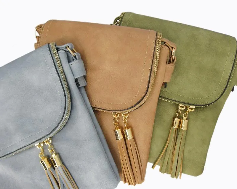 Desi Vegan Suede Sand Crossbody Handbag