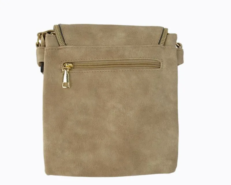 Desi Vegan Suede Sand Crossbody Handbag
