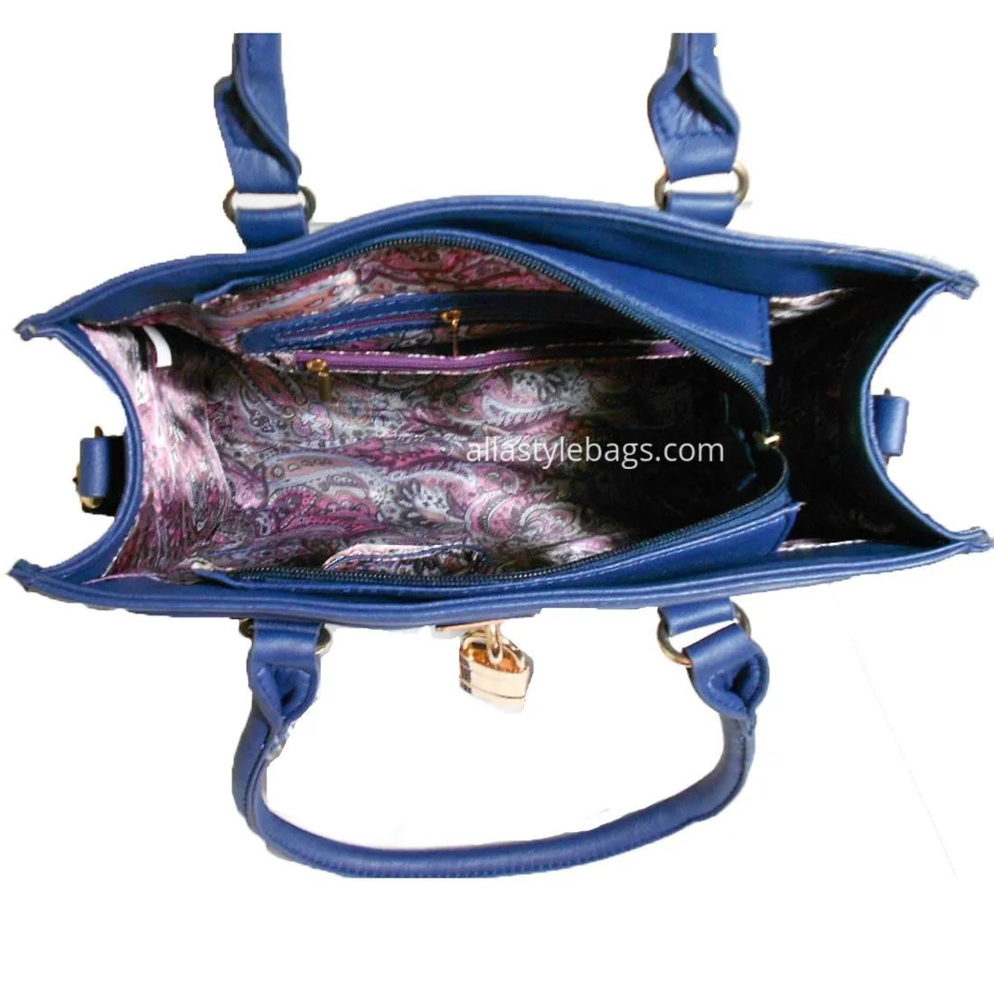 Designer Inspired navy blue LOEM lock Rhinestone Stud Shoulder bag handbag Tote