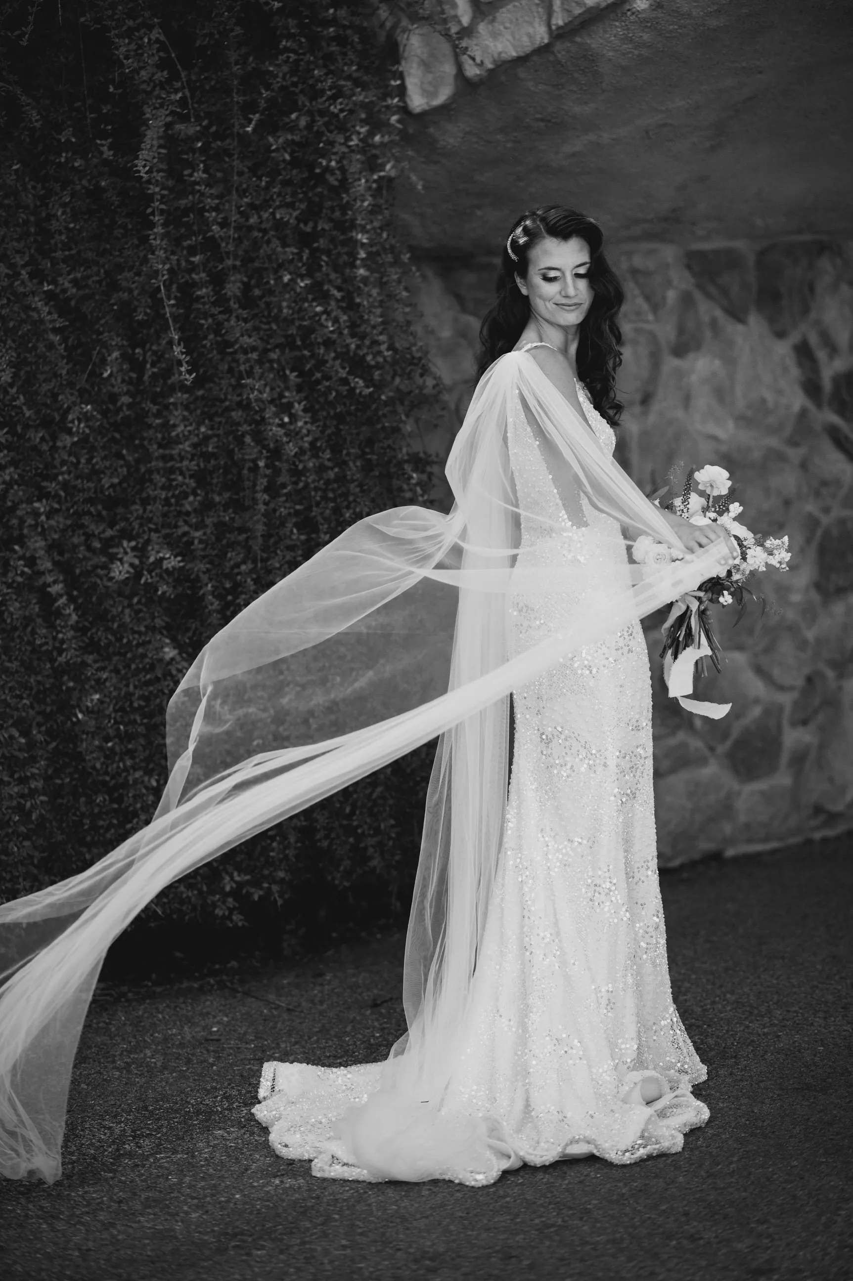 Detachable Sheer Shoulder Wing Set with Scattered Pearls