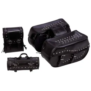 Diamond Plate 4 Piece Black Motorcycle Luggage Set LUMSDL4