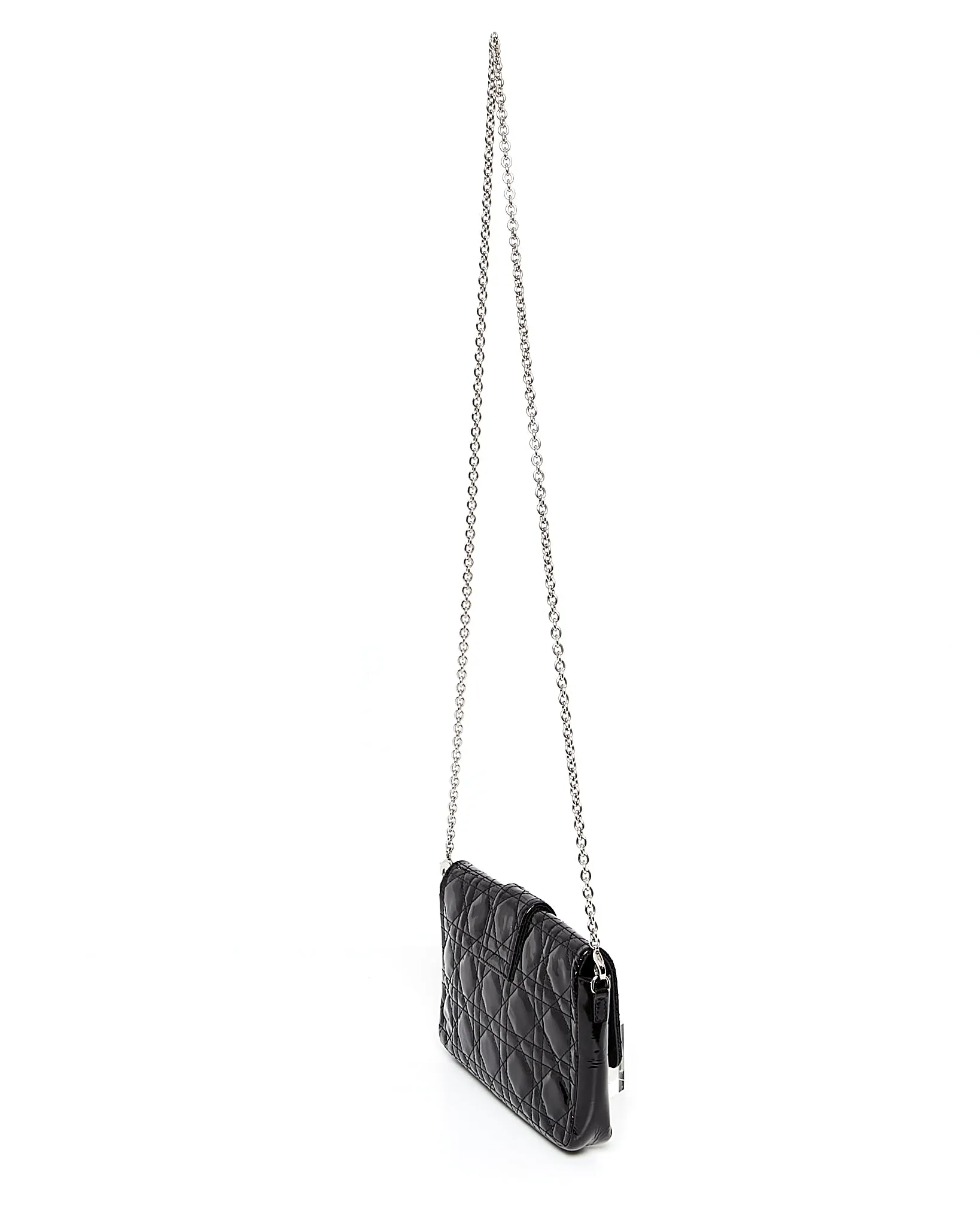 Dior Black Patent Leather Cannage Miss Promenade Wallet On Chain Bag