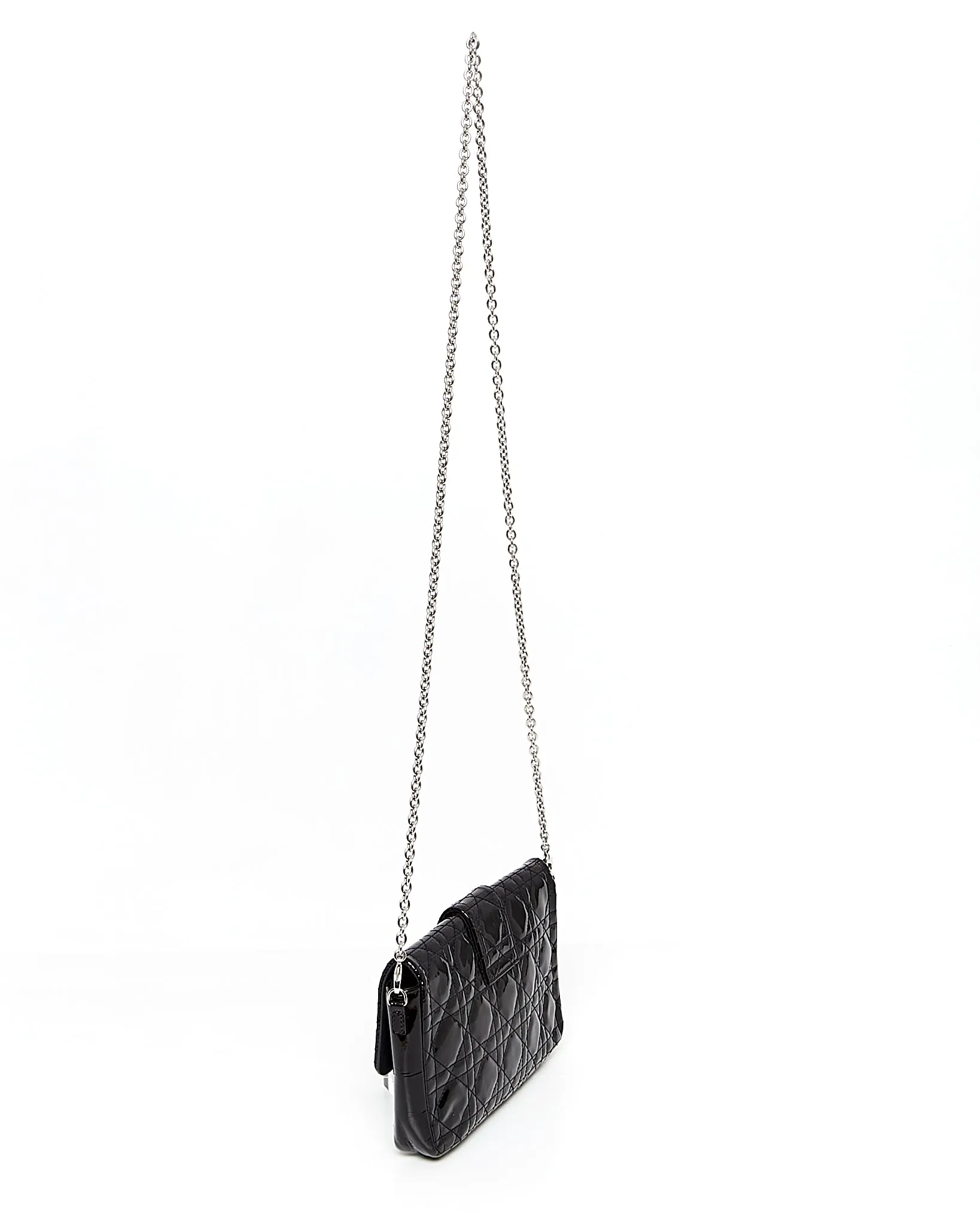 Dior Black Patent Leather Cannage Miss Promenade Wallet On Chain Bag