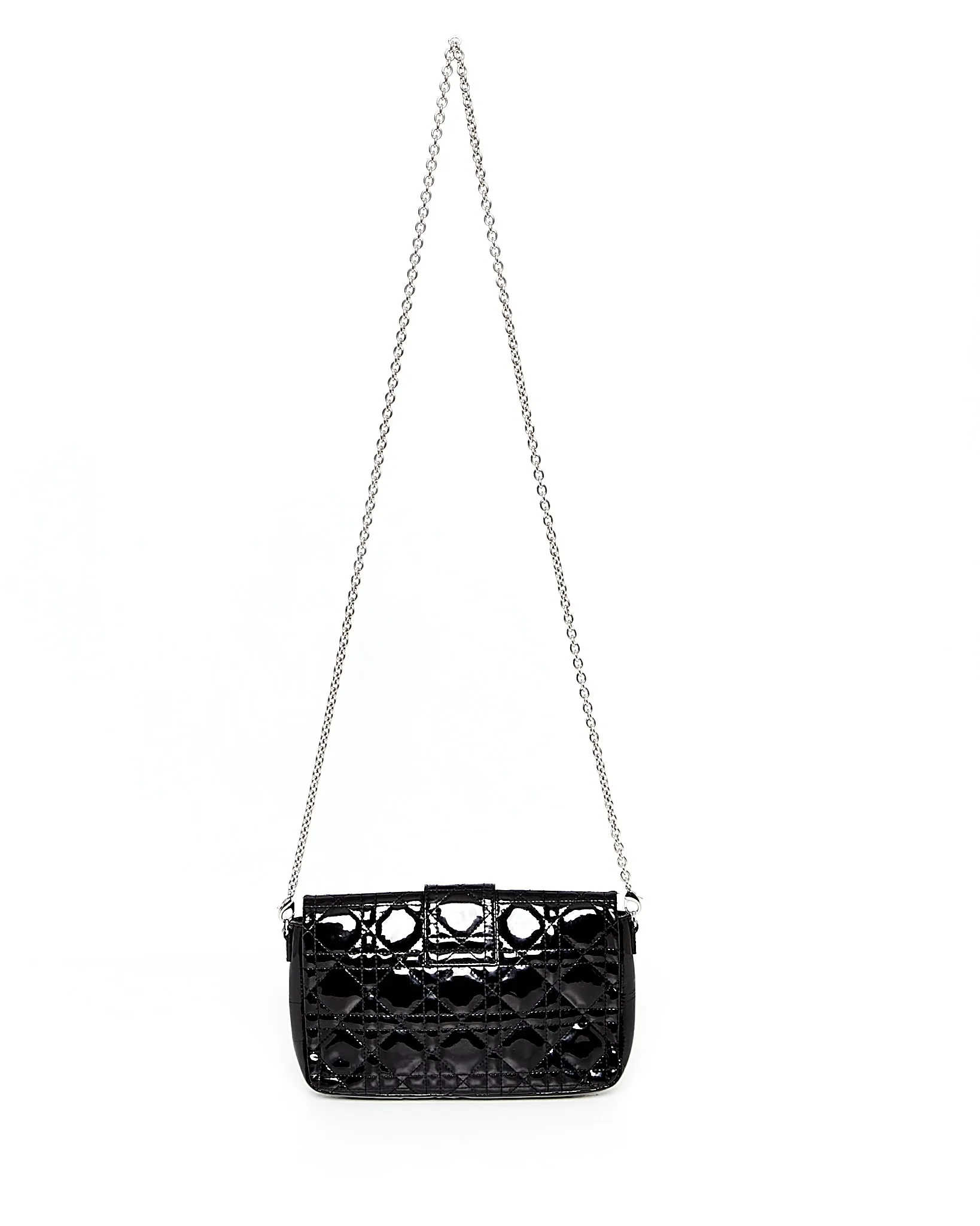 Dior Black Patent Leather Cannage Miss Promenade Wallet On Chain Bag