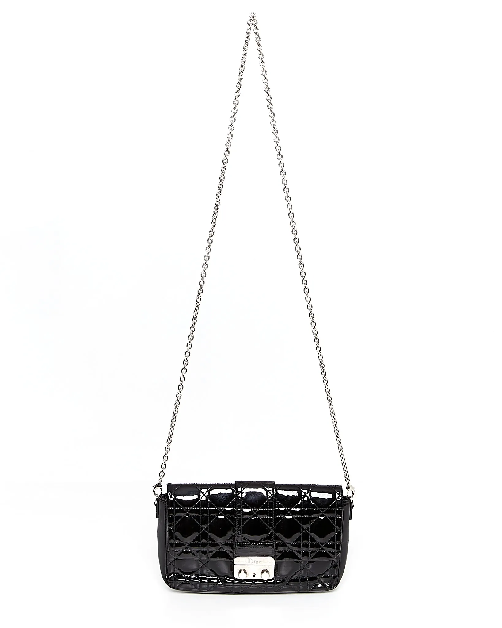 Dior Black Patent Leather Cannage Miss Promenade Wallet On Chain Bag