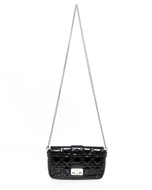 Dior Black Patent Leather Cannage Miss Promenade Wallet On Chain Bag