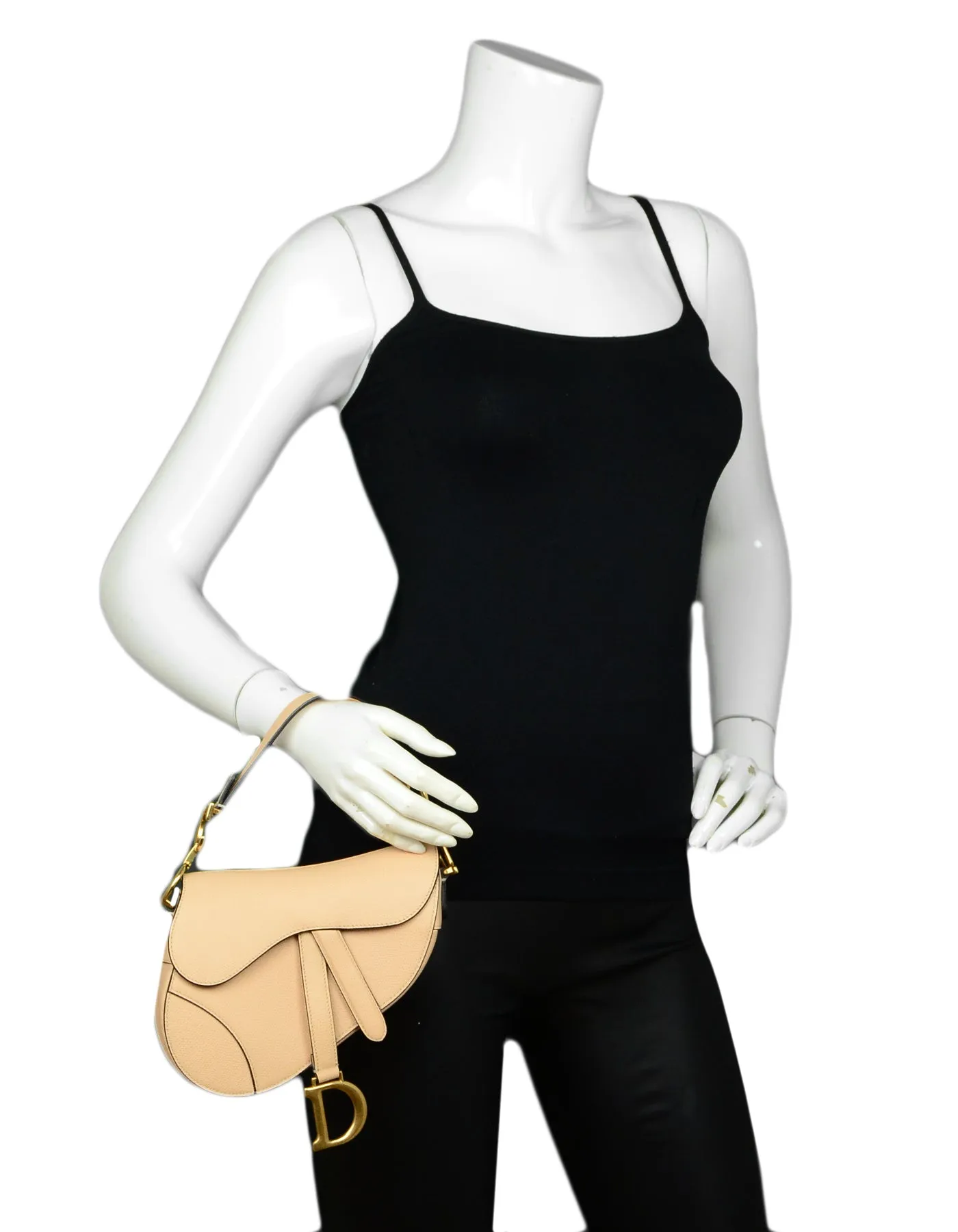 Dior Nude Calfskin Leather Mini Saddle Bag