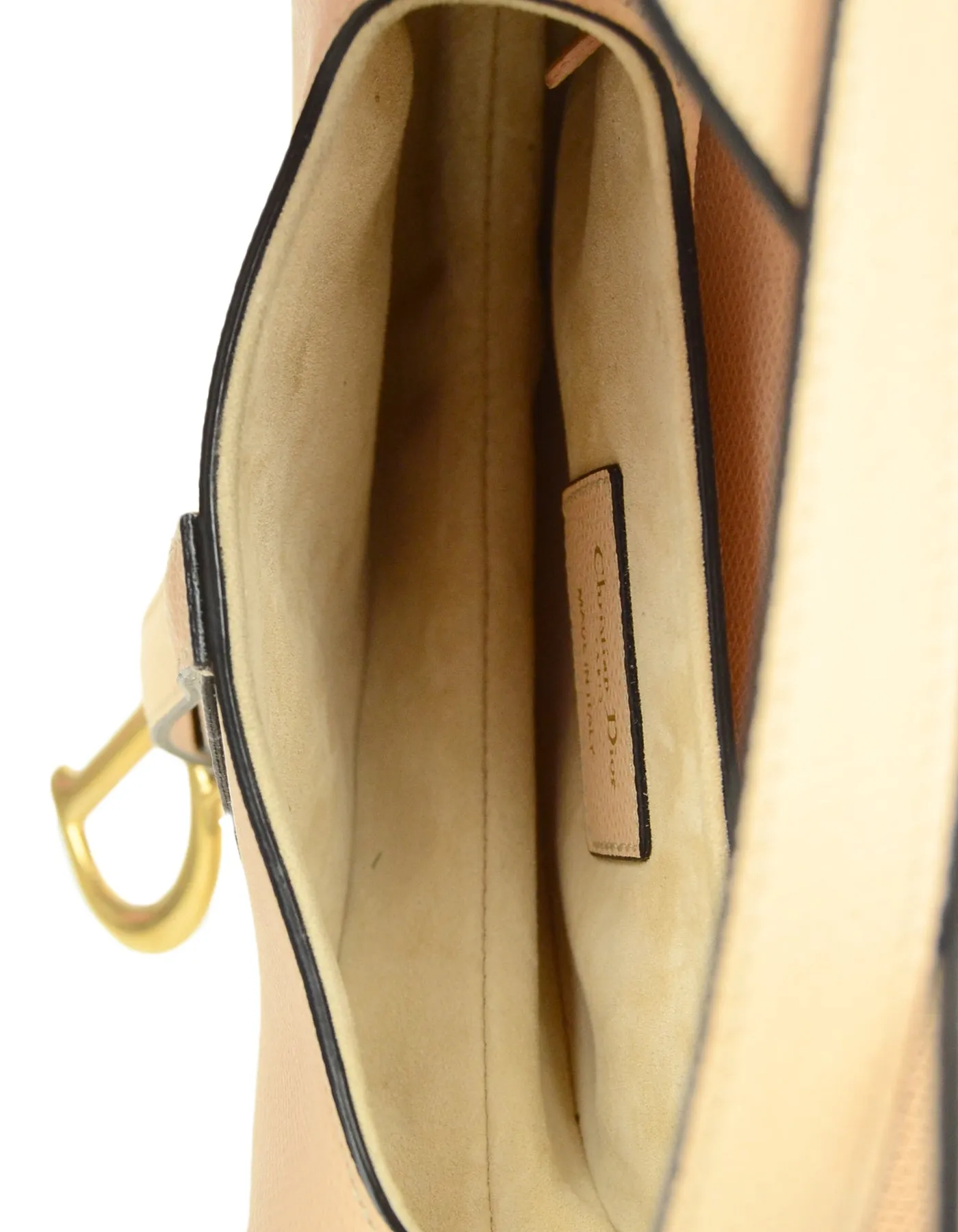 Dior Nude Calfskin Leather Mini Saddle Bag