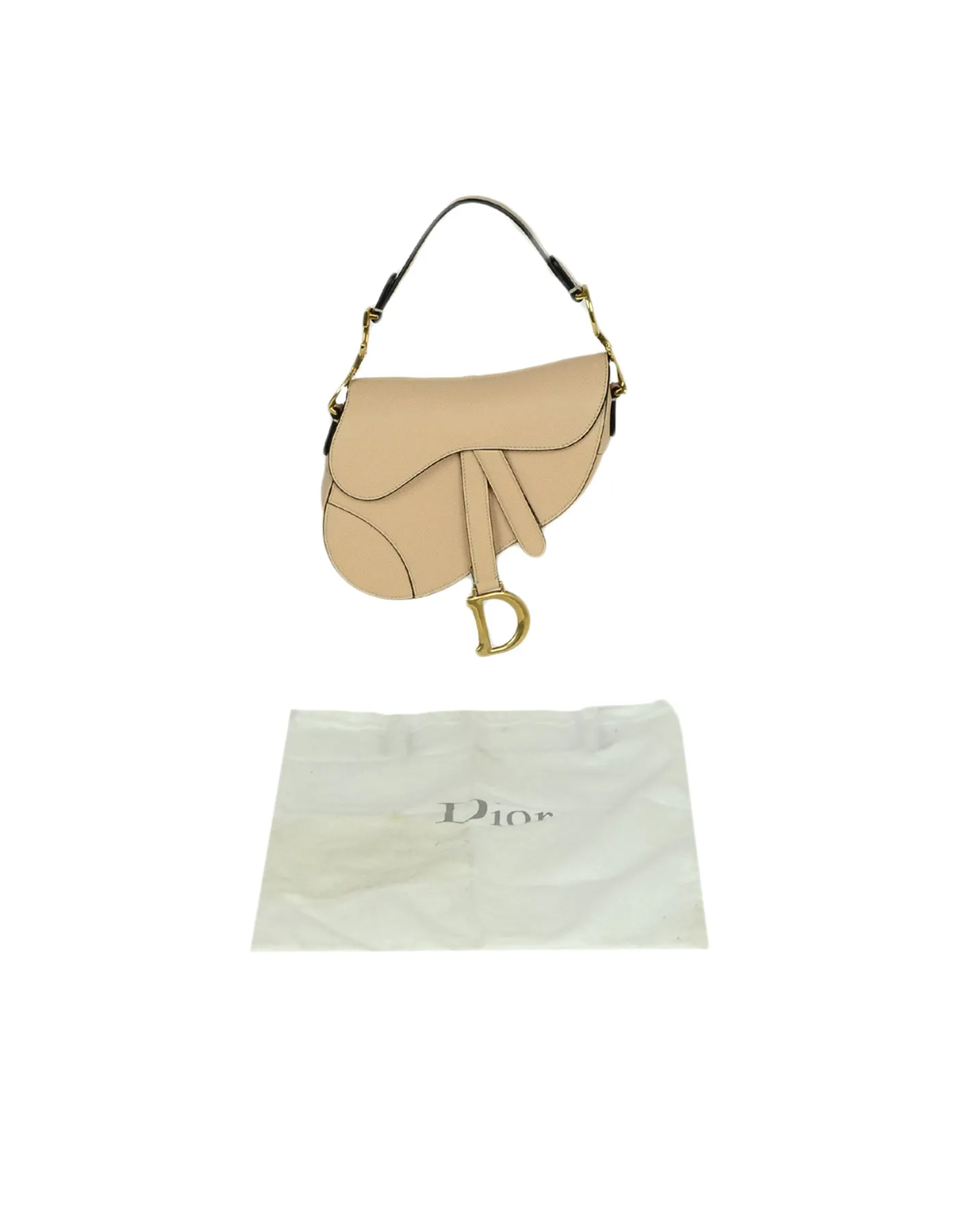 Dior Nude Calfskin Leather Mini Saddle Bag