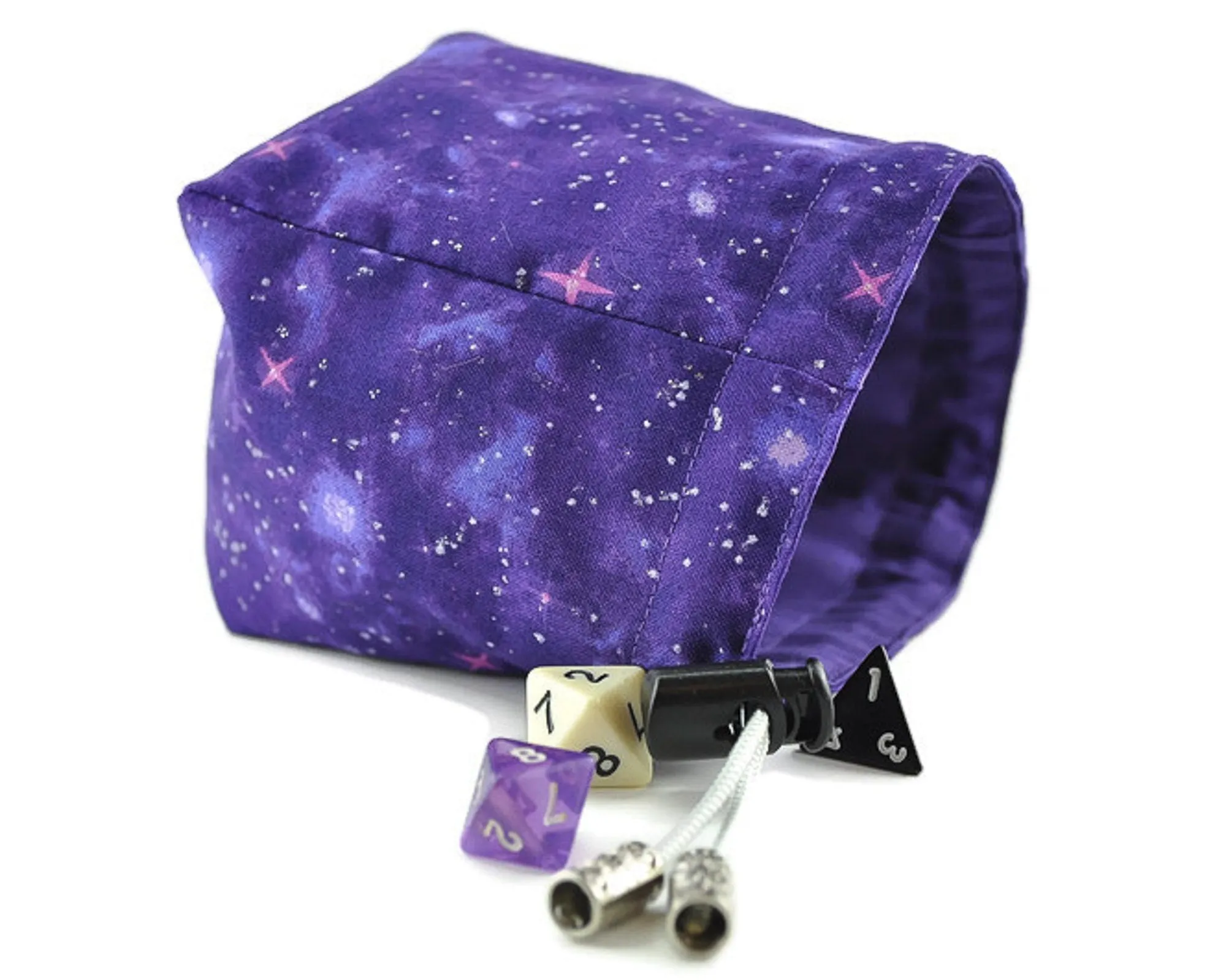 dnd purple night sky dice bag, tabletop game pouch