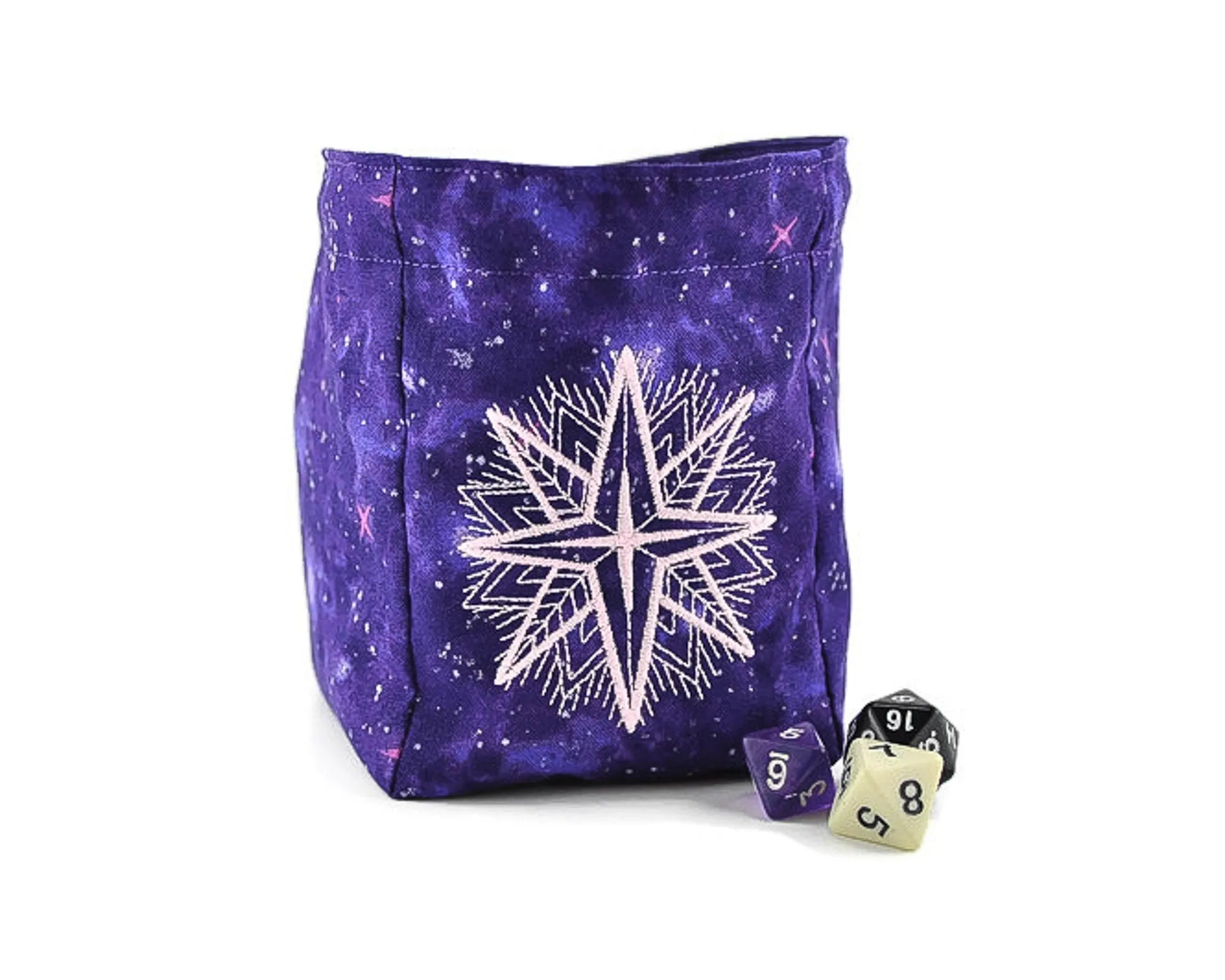 dnd purple night sky dice bag, tabletop game pouch