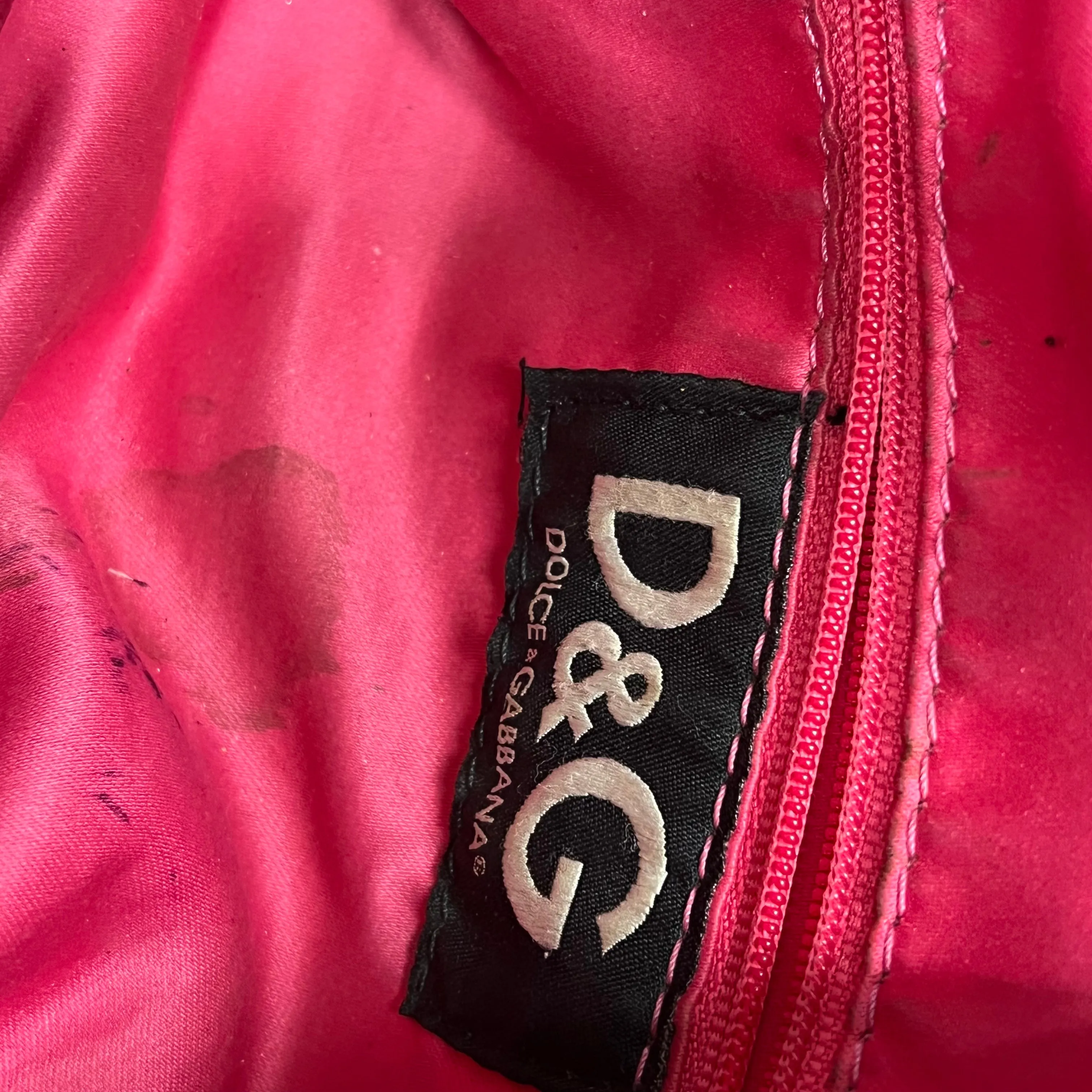 DOLCE&GABBANA Pink Orange Leather Perforated DG Logo Studded Vintage Satchel Bag