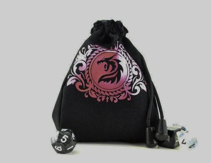 Dragon bust dice bag, metallic pink