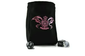Dragon design dice bag, metallic pink