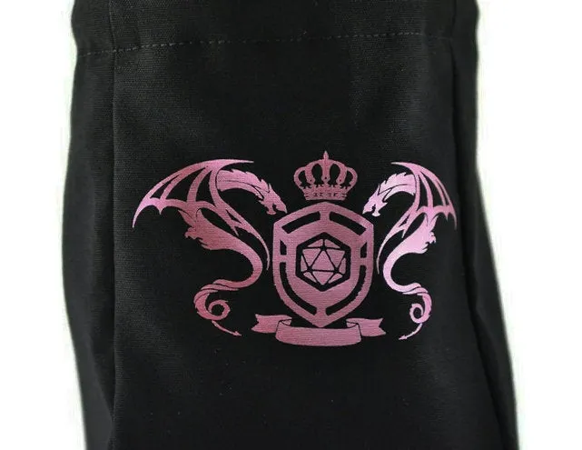 Dragon design dice bag, metallic pink