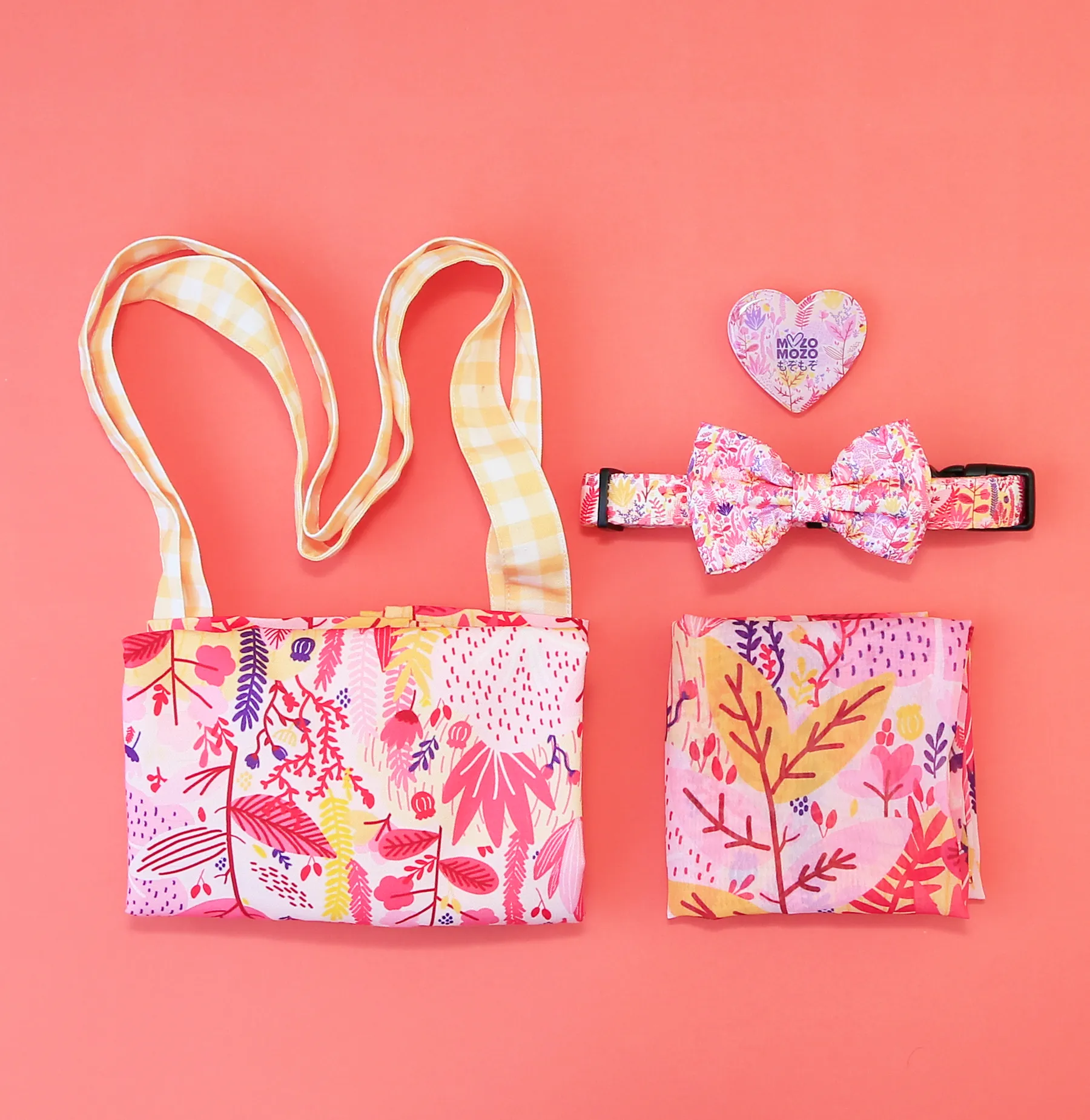 Drawstring tote bag - Posy and buds