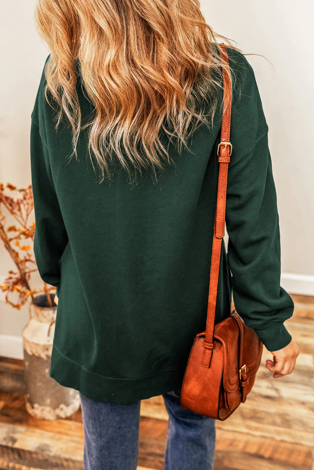 Duffel Lock Seam Detail Drop Shoulder Split Hem Sweatshirt