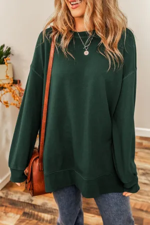 Duffel Lock Seam Detail Drop Shoulder Split Hem Sweatshirt