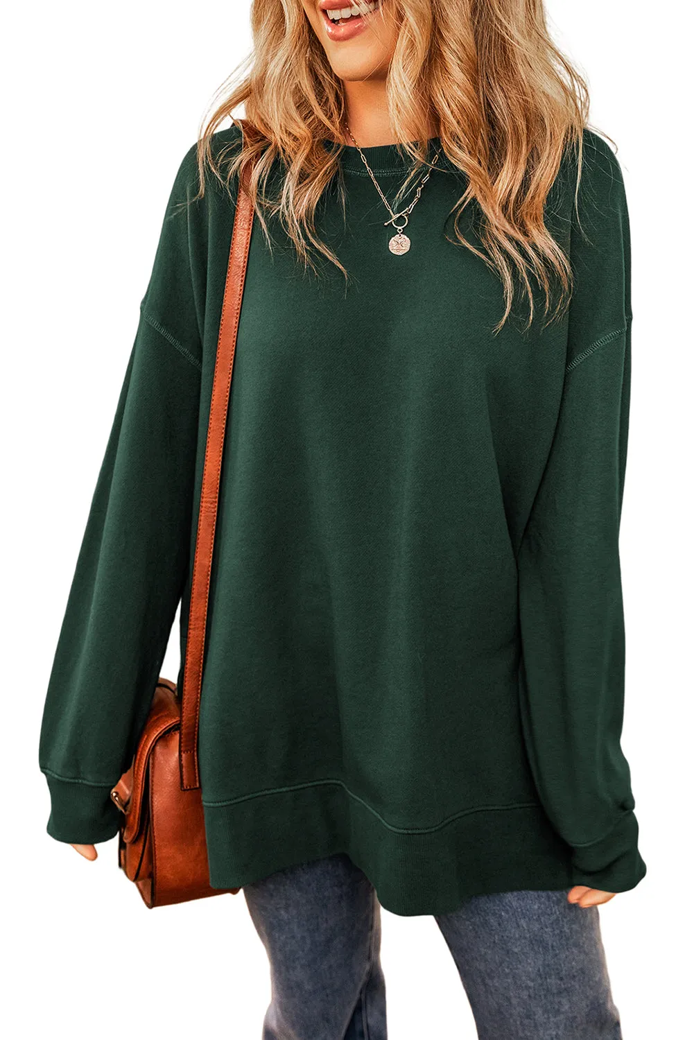 Duffel Lock Seam Detail Drop Shoulder Split Hem Sweatshirt