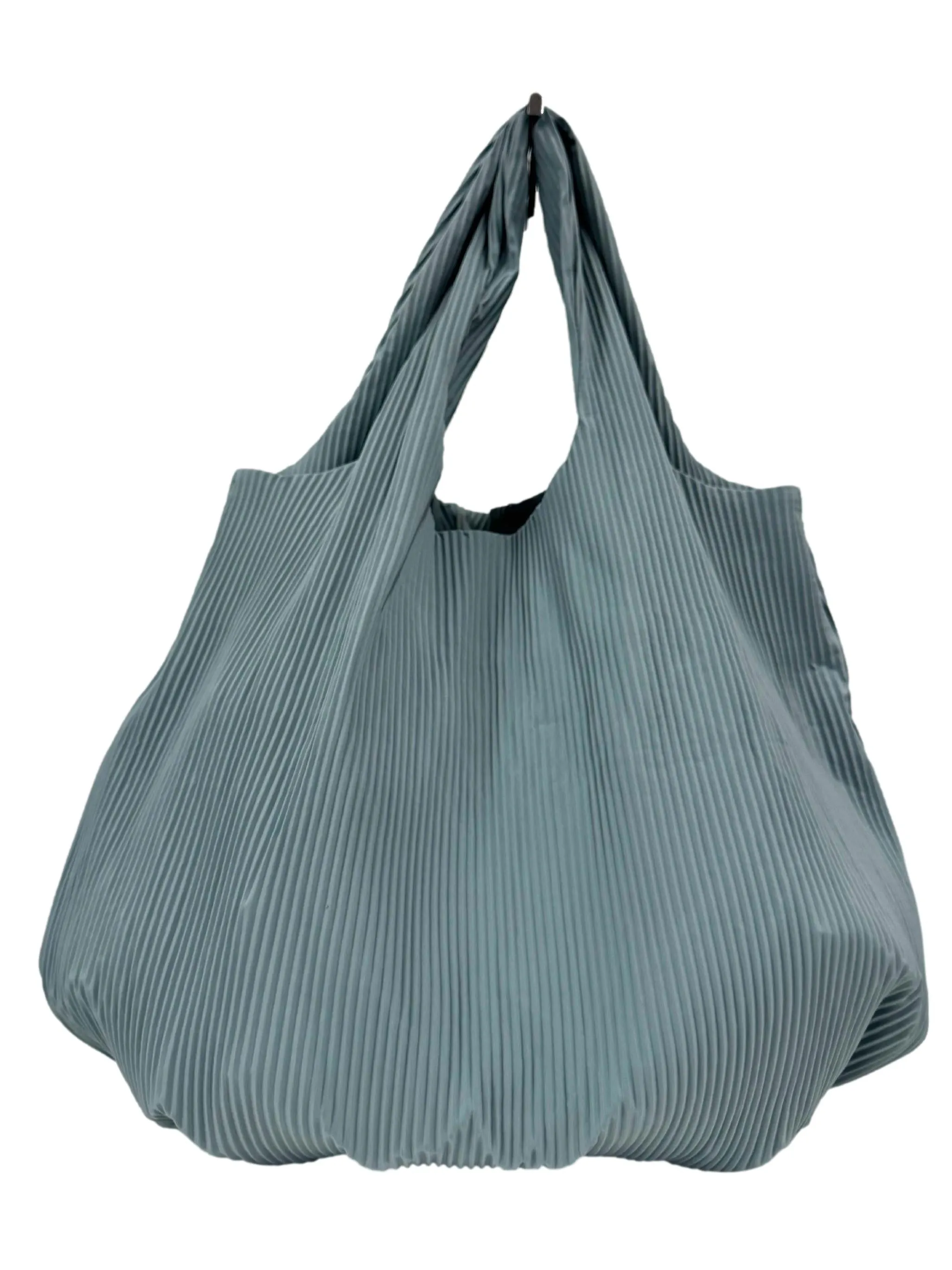 Dusty Blue Pleated Fabric Shopper Bag