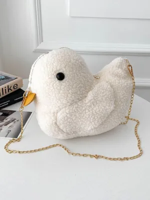 Ecru White Lolita Bag Short Plush Polyester Cross-body Bag Lolita Accessories