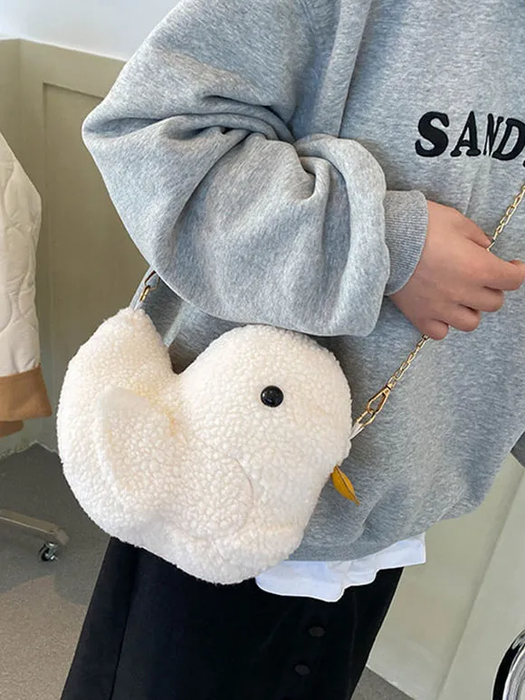 Ecru White Lolita Bag Short Plush Polyester Cross-body Bag Lolita Accessories